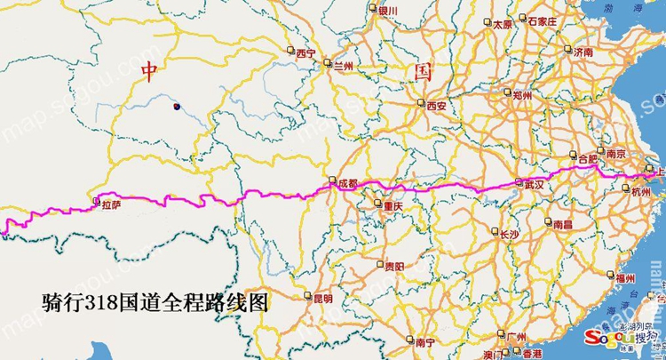 318国道全程路线图,本文作者骑行路段为318线沪川图片